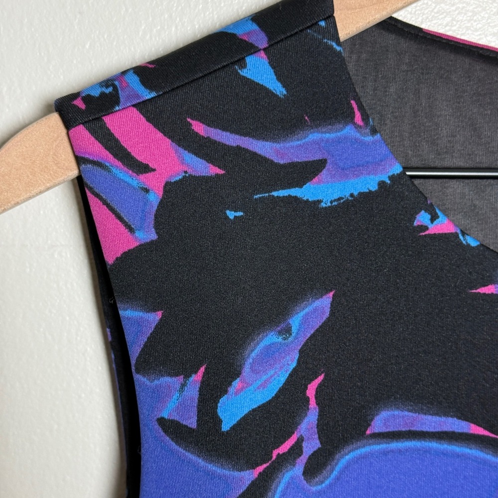 Taylor Womens Blue Pink Abstract Floral Fit and Flare Dress Size 12 Event Summer - Picture 6 of 12